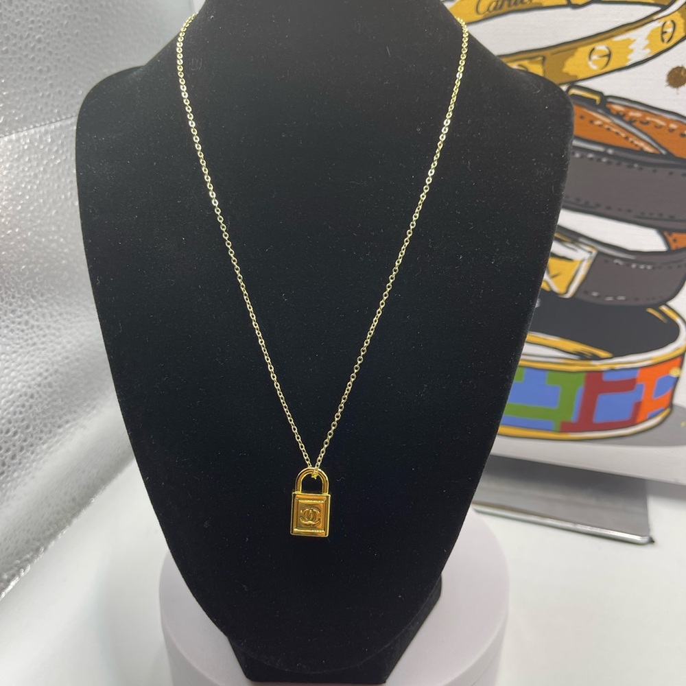 Repurposed Chanel Zipper Pull Gold Tone Necklace